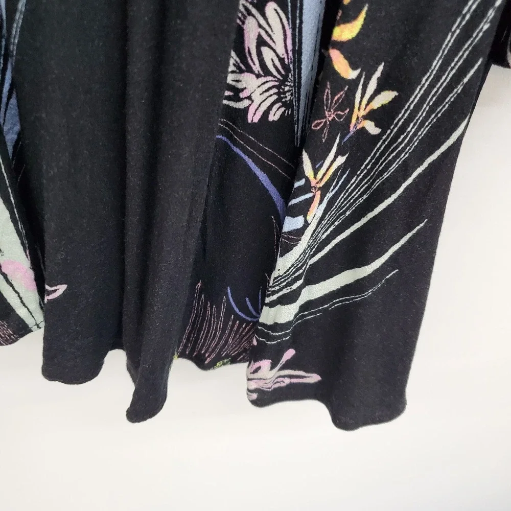 Free People Black Floral One-Shoulder Cold-Shoulder Dress